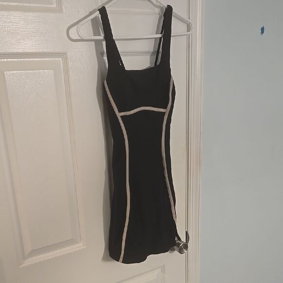 Black Dress with Cream Trim - Picture 2 of 5